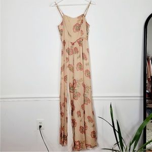Reformation floral neutral sleevless maxi dress